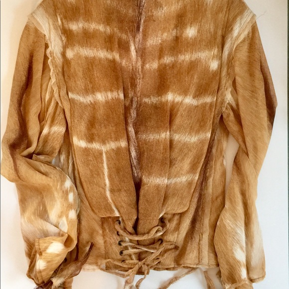 VERY RARE VINTAGE NWT LEGENDARY YVES ST LAURENT SILK RIVE GOUCHE SAFARI BLOUSE - Picture 15 of 15
